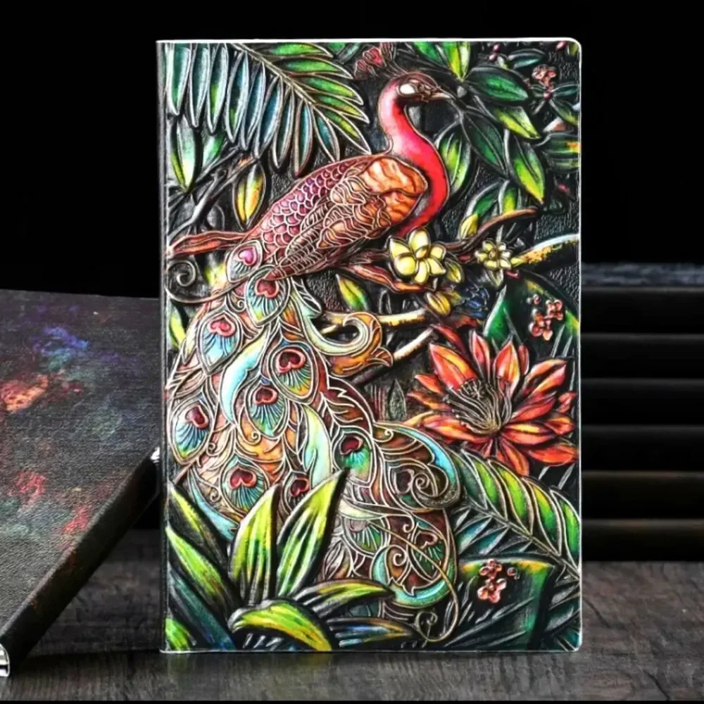 Embossed Peacock journal notebook